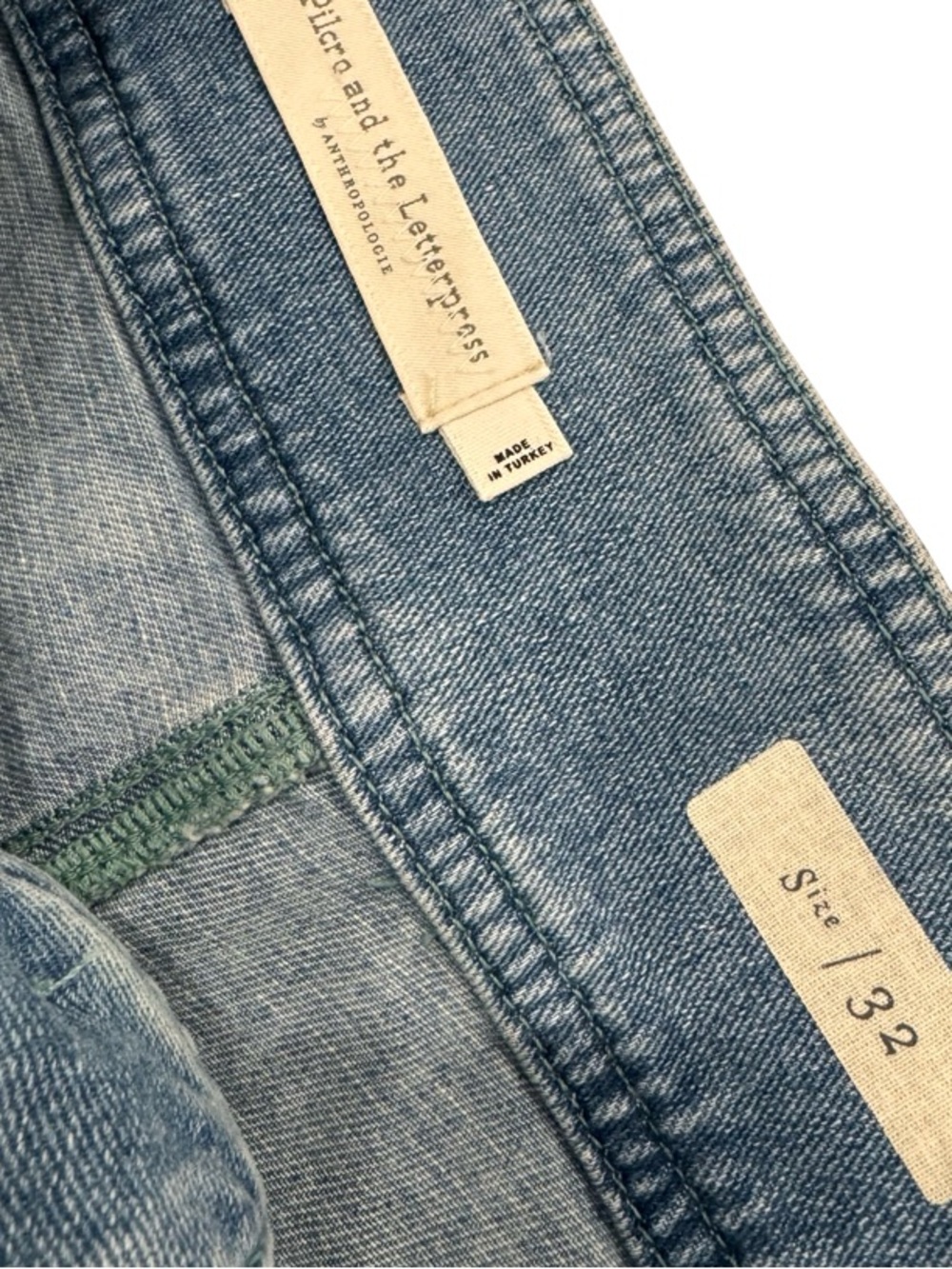 Anthropologie Button-Fly Cropped Jeans — Medium Blue - Picture 5 of 10